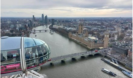 Ein Foto aus einer Gondel des London Eye mit Blick auf den Big Ben