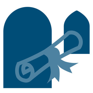 Grafik mit den zwei Fenstern von Käthe Kollwitz und Haus Johannesbrunnen mit einer Urkunde/Zertifikat darüber-